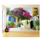 Adesivo De Parede Cidade Antiga Flores Casa 3d 7m² Ntr138