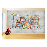 Adesivo De Parede Musica Bateria Instrumento Cor M² Mus83