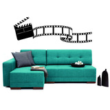  Adesivo De Parede Sala Quarto Cinema Filme Claquete Música