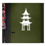 Adesivo De Porta Branco Templo Sagrado Chines