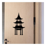Adesivo De Porta Preto Templo Sagrado Chines