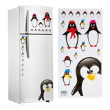 Adesivo Decoração Geladeira Casa Pinguim Família 