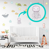 Adesivo Decorativo De Parede Infantil Fundo Do Mar Até 5m2
