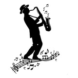 Adesivo Decorativo Música Saxofone Notas Musicais