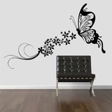 Adesivo Decorativo Parede Borboleta Floral Flores Faixa