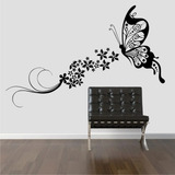 Adesivo Decorativo Parede Borboleta Floral Flores Faixa