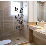 Adesivo Decorativo Parede Box Banheiro Floral Flor Borboleta