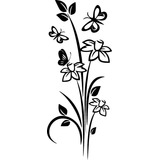 Adesivo Decorativo Parede Box Banheiro Floral Flor Borboleta