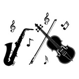 Adesivo Decorativo Violino Música Parede Saxofone