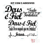 Adesivo Evangelico Gospel Deus É Fiel, Tudo Posso, Kit Com 5