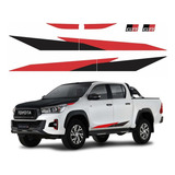 Adesivo Faixa Lateral E Traseira Para Hilux Gr Sport 19848 Cor Vermelho E Preto
