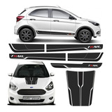 Adesivo Ford Ka Trail Kit Faixa + Adesivo Do Capô 2018 Preto