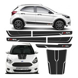 Adesivo Ford Ka Trail Kit Faixa + Adesivo Do Capô 2018 Preto
