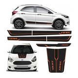 Adesivo Ford Ka Trail Kit Faixa + Adesivo Do Capô 2018 Preto