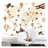 Adesivo Infantil Papel Parede Mapa Mundi Gg 7m² M86 Gigante