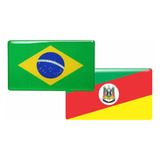 Adesivo Par 2 Bandeiras Brasil E Rio Grande Do Sul Resinado