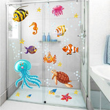 Adesivo Para Box De Banheiro Infantil Fundo Do Mar E Peixes