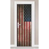 Adesivo Parede Porta Bandeira America Estados Unidos Grunge