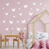 Adesivo Parede Quarto Meninas 25 Borboletas Infantil Branca Cor Branco