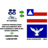 Adesivo Placa Mercosul Moto Salvador - Ba + Lacres E Parafu