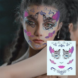 Adesivo Rosto Tatuagem Temporária Halloween Caveira Tatoo 02