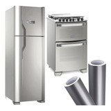 Adesivo Vinil Prata Inox Envelopar Geladeira Móvel Fogão 6m