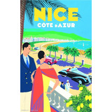 Adesivo Vintage - Nice - Côte D' Azur - Decor 33 Cm X 48 Cm