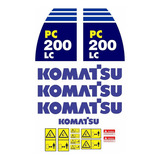 Adesivos Compatível Escavadeira Komatsu Pc200lc + Etiquetas Cor Escavadeira Komatsu Kit Adesivos Komatsu Pc200lc