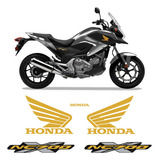 Adesivos Moto Honda Nc 700 X Emblemas Asa Dourado Refletivo