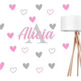 Adesivos Parede, 100 Coraçoes 5cm E Nome 48cm
