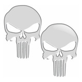 Adesivos Punisher Capacete Prata Par Resinados Res28