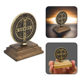 Adorno De Mesa Medalha De São Bento No Pedestal
