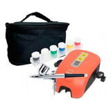 Aerógrafo C/ Compressor/kit 12w Tintas Compl. A405 Versa Biv