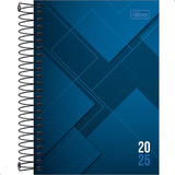Agenda 2025 Espiral Diária Zip 12,9cmx18,7cm Azul Capa Dura