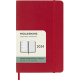 Agenda Moleskine 2024 Semanal 12m, Vermelha, Capa Flex, P
