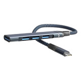 Ala Adaptador Hub Usb Tipo C 3.1 4 Portas Usb 3.0 Mouse Teclado Cor Cinza