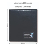 Álbum Fichário Pasta Para 200 Moedas Comporta Coin Holder