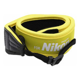 Alça D Pescoço Neck Strap Neoprene Para Nikon Amarela Neon