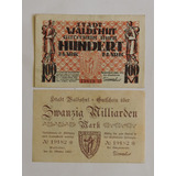 Alemanha 2 Notgeld Waldshut 100 Mk / 50 Bilhões 1922 -23