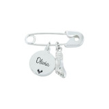 Alfinete Broche Personalizado Para Bebê Com Figa Prata 925