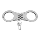 Algema Dobradiça Policia Aço Niquelada Handcuffs