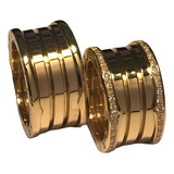 Aliança Anel Bvlgari B-zero Ouro 18k (par)perfeitas Com Mola