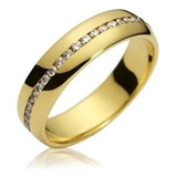 Aliança Florença Fileira De Zircônias 4mm Banhado Ouro