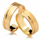  Alianças Casamento Ouro 18k Fosca Largura 4mm E Diamante 