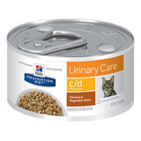 Alimento Hill's Prescription Diet Urinary Care C/d Para Gato Adulto Sabor Frango E Vegetais Em Lata De 82g