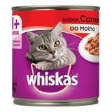 Alimento Whiskas Adultos Whiskas Gatos S Para Gato Adulto Todos Os Tamanhos Sabor Carne Ao Molho Em Lata De 290g
