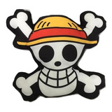Almofada 3d Caveira One Piece Mugiwara Piratas Chapéu Palha Cor Branco