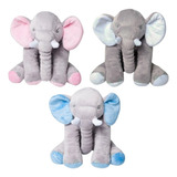 Almofada Elefante Pelúcia 62cm Travesseiro Para Bebê Dormir 