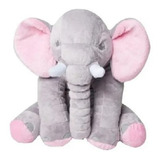 Almofada Elefante Travesseiro Pelúcia Bebê Dormir Cinza 60cm