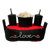 Almofada Porta Pipoca Bicolor Casal Namorados Love Forever Cor Preto